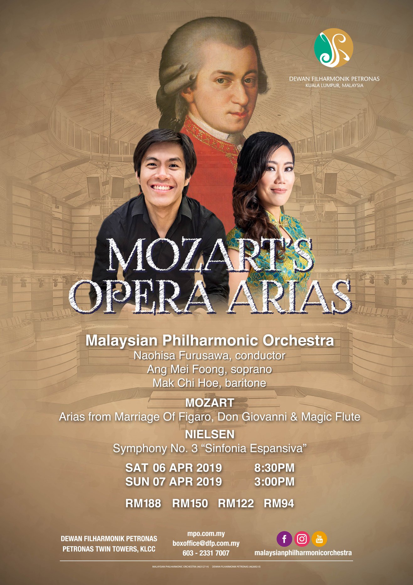 Ang Mei Foong · Soprano soloist · Mozart’s Opera Arias · Malaysian Philharmonic Orchestra · 6–7 April 2019 · Concert poster 2