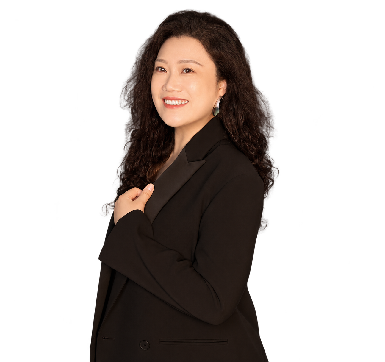 Ang Mei Foong in a black suit